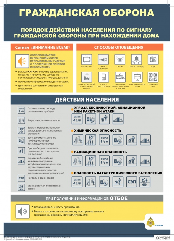 ПОРЯДОК ДЕЙСТВИЙ НАСЕЛЕНИЯ ПО СИГНАЛУ ГРАЖДАНСКОЙ ОБОРОНЫ ПРИ НАХОЖДЕНИИ НА РАБОТЕ И ДОМА